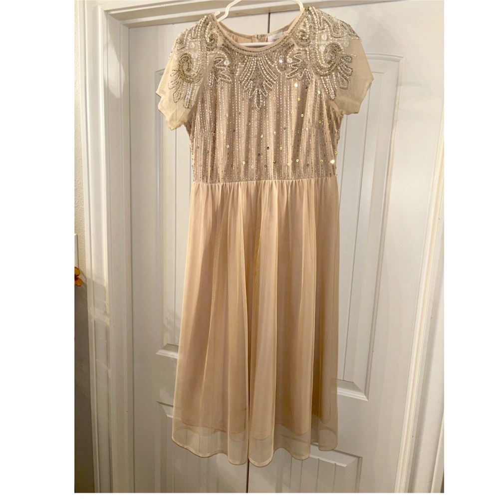 ASOS Maternity Dress in Cream with Sequin Embellishments - Picture 2 of 9